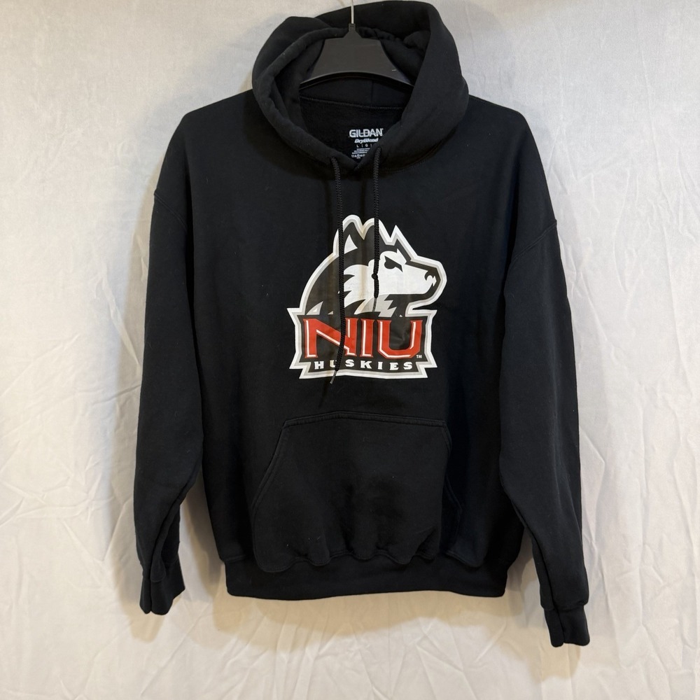 NIU Norther Illinois Hoodie Sweatshirt Women's L Black Hooded Pocket Pullover